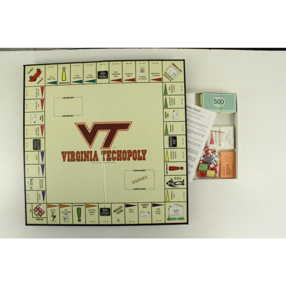 1992 COMPLETE Board Game Toy VT VIRGINIA TECH University Techopoly